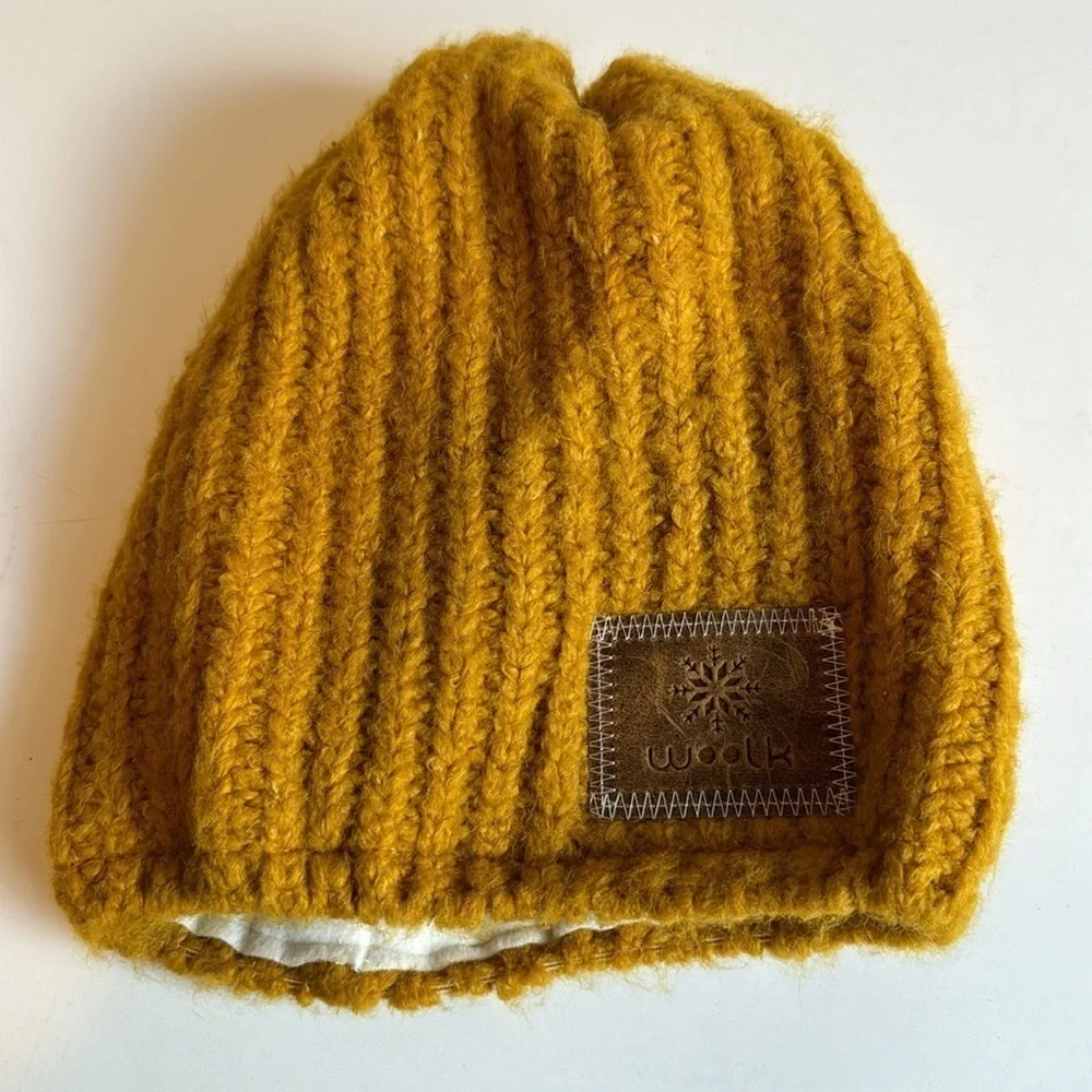 Woolk mustard, yellow Knit women’s Winter Hat